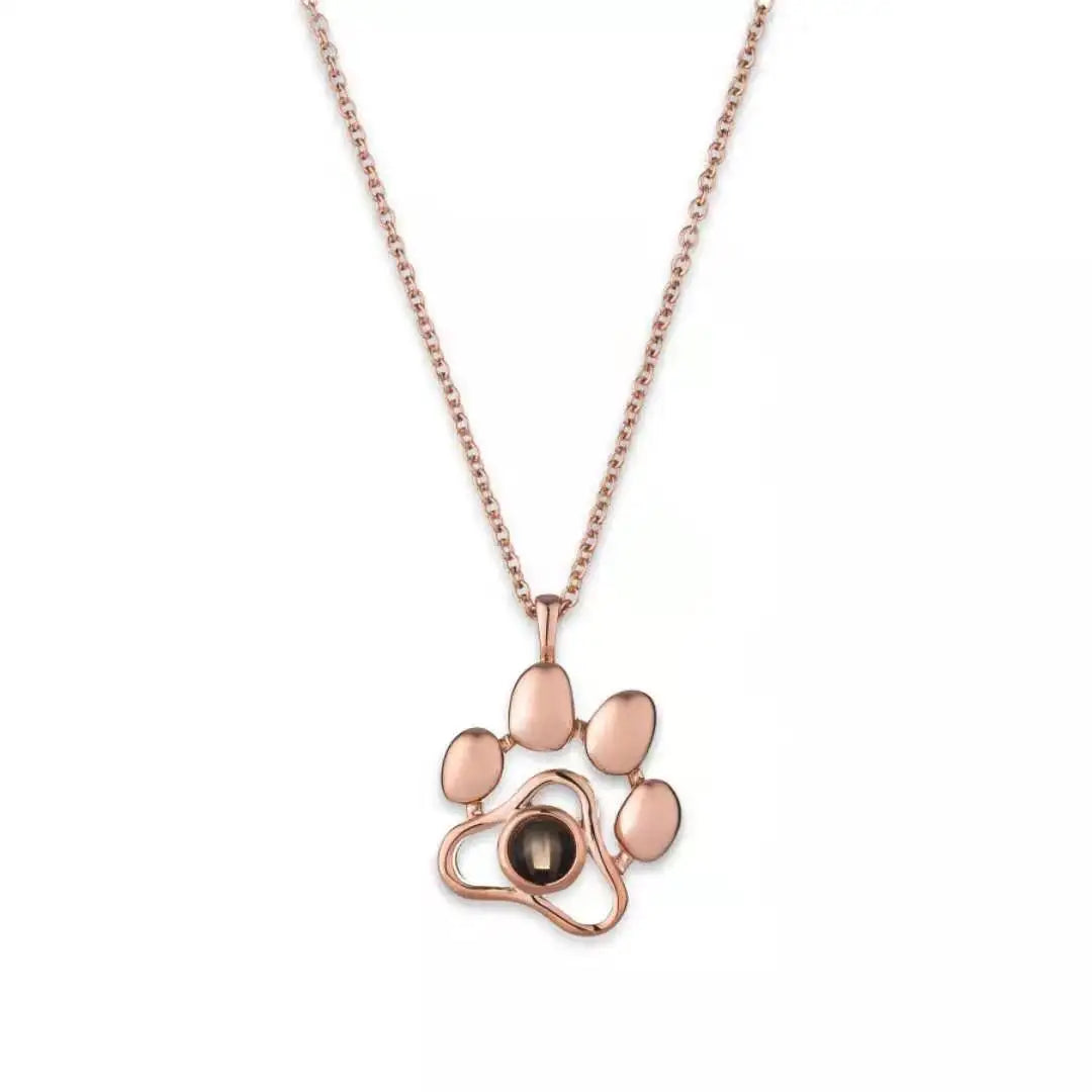Custom Animal Jewelry Dog Paw I Love You in 100 Languages Necklace Women