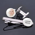Customized Photo Cufflinks Your Design Silvery Jewelry Custom Gentleman Men Wedding Gift Personalized Cuff Links Tie Clip