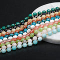 Natural Stone Loose Beads Malachite Onyx Agate Faceted Rose Quartz Gold Sand Gemstone Beads for Necklace Jewelry Making