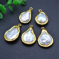 Wholesale Natural Freshwater Pearl Gold Plating Waterdrop Shape Loose Pearl Beads Charms for Jewelry Making