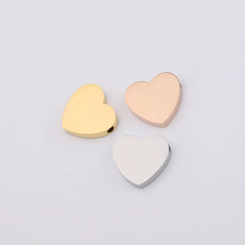 AA01365 14.5*14mm I love You Big Gold Heart Charms With Hole Stainless Steel Charms for DIY Bracelets