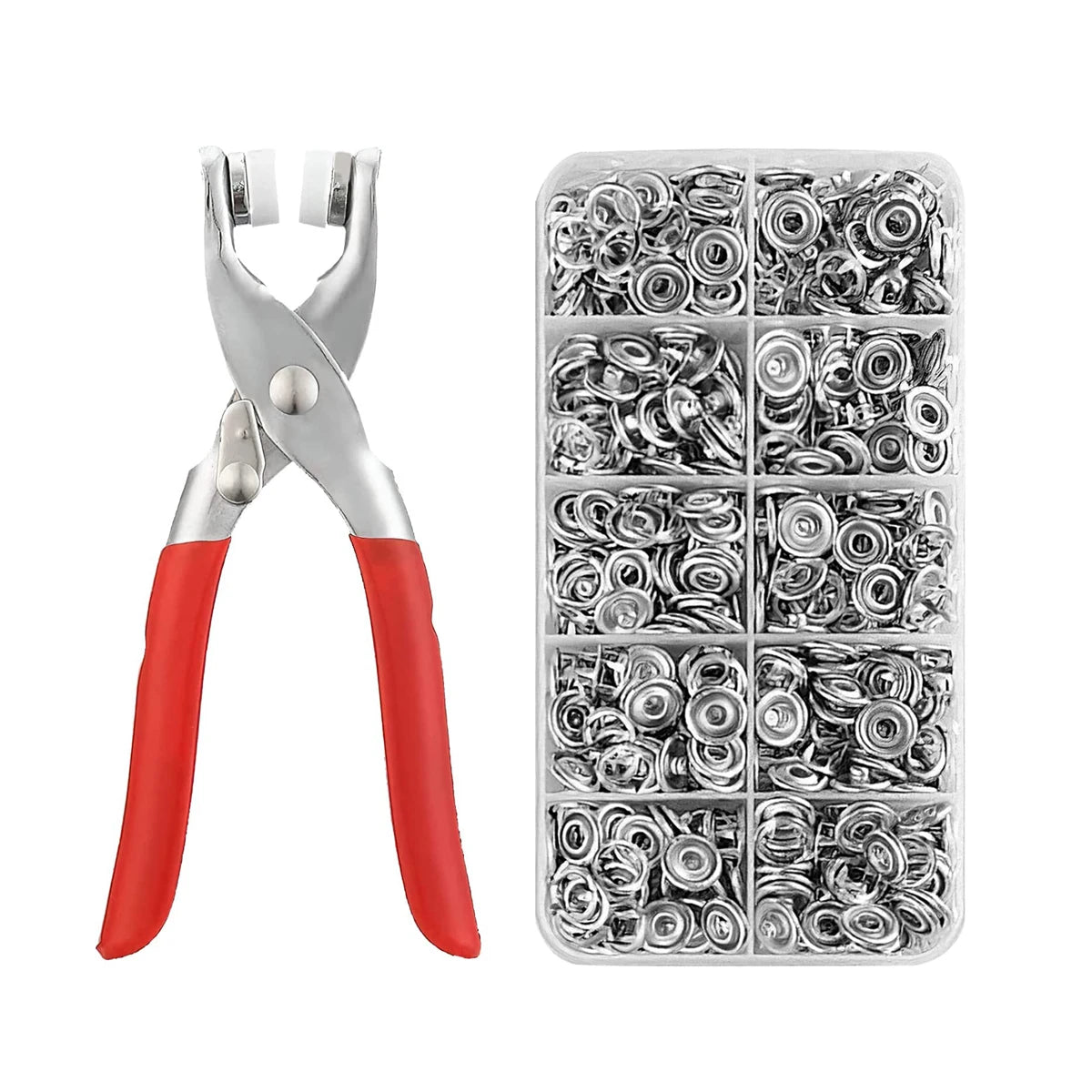 200 Sets 9.5mm Hollow and Solid Metal Prong Snaps Buttons With Fastener Pliers Press Tool Kit for Sewing and Leather and Craft