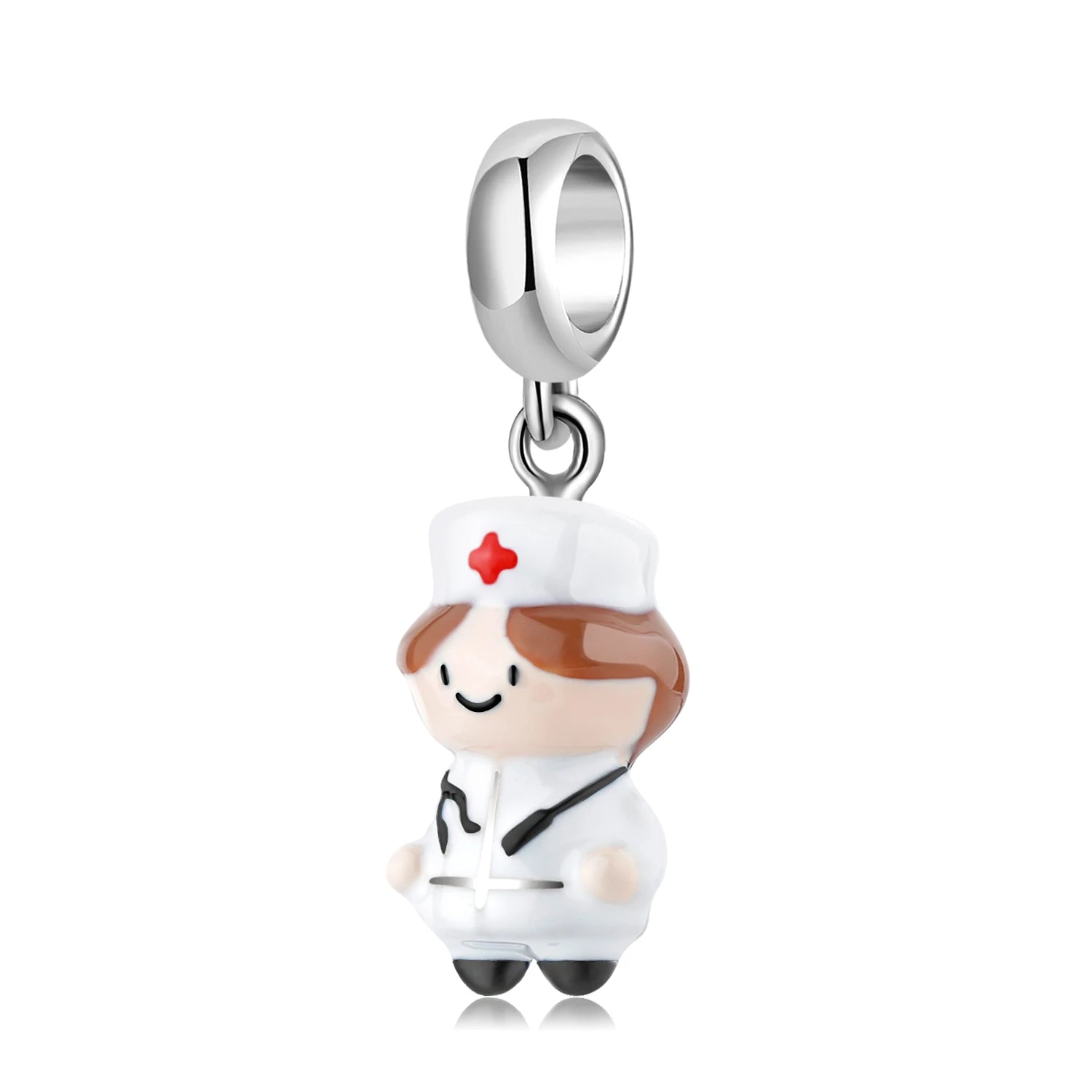 Nurse Sister Charms 925 Sterling Sliver Cosplay Party Series Enamel Pendant Fit Original Women Beads Bracelet Jewelry Making DIY