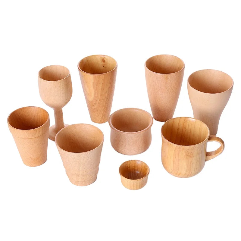 High-Grade Natural Solid Wood Mugs Bamboo Tea Cup Coffee Cup Wine Glass for Beverages for Coffee and Wine Drinking
