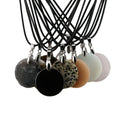 30mm Circular Shape Gemstone Pendant Necklace Various Different Crystal Gemstone Pendant Necklace With Black Rope Chain