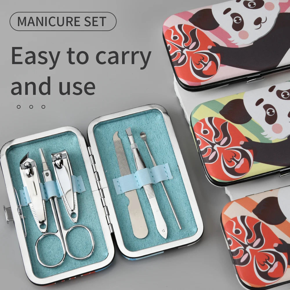 6pcs Beauty Set  Panda Pattern Pattern  Multifunction  Manicure Pedicure Set for Nail Care