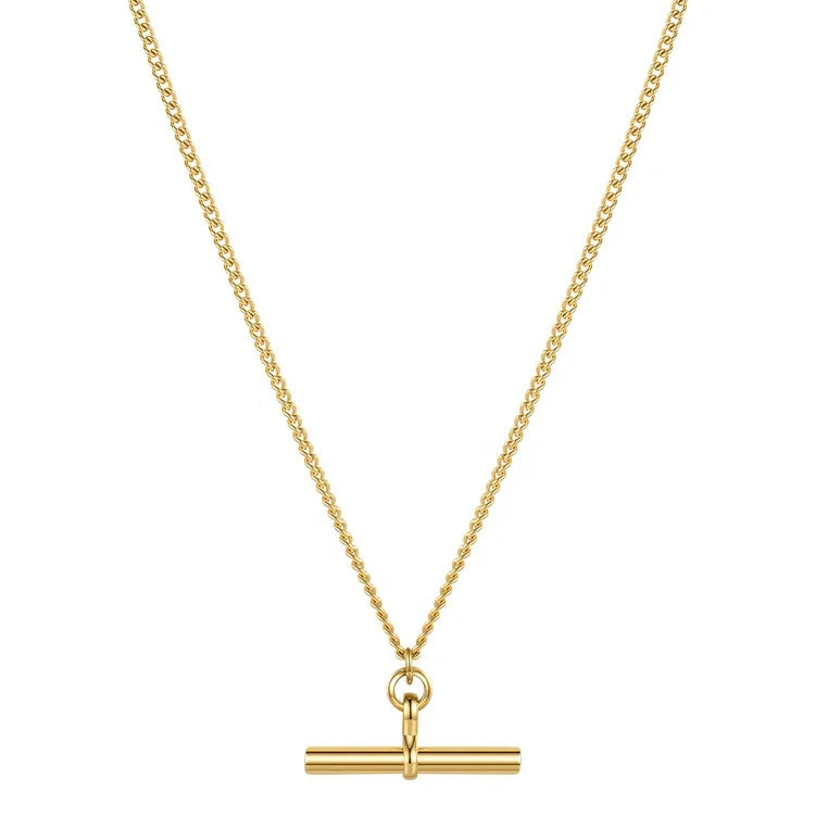 Fashion Wholesale 18K Gold Plated Stainless Steel Jewelry Simple Chain Long Pendant Necklace P203176