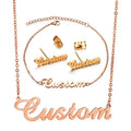 Custom Name Necklace 18K Gold Plated Stainless Steel Personalized Letter Pendant Party Wedding Jewelry Including Rings Bracelet