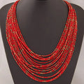 Handmade Fashion Boho African Multi Color African Glass Beads Necklace for Women Jewelry Layered Necklaces