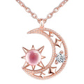 Crystal Star Half Moon Pendant Necklace Silver 925 for Women