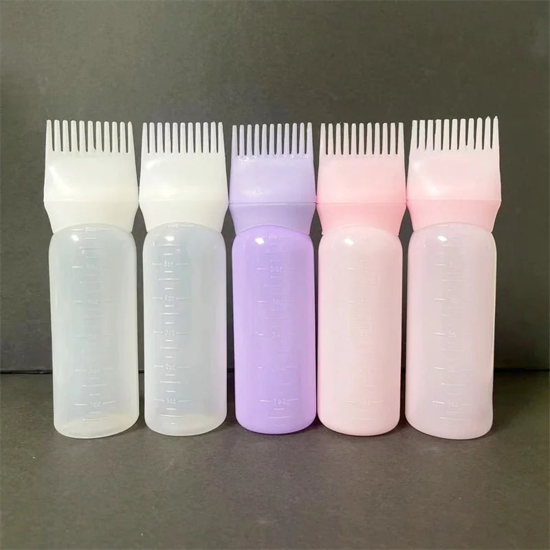 Multi-function Plastic Toothed Shape Hair  Tools Hairdressing Dry180ml 6oz  Cleaning Comb Bottle With Volume Scale