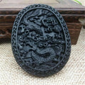 Chinese Natural Black Green Jade Hand Carved Jade Pendant Dragon Lucky Amulet Necklace Jewelry Gift