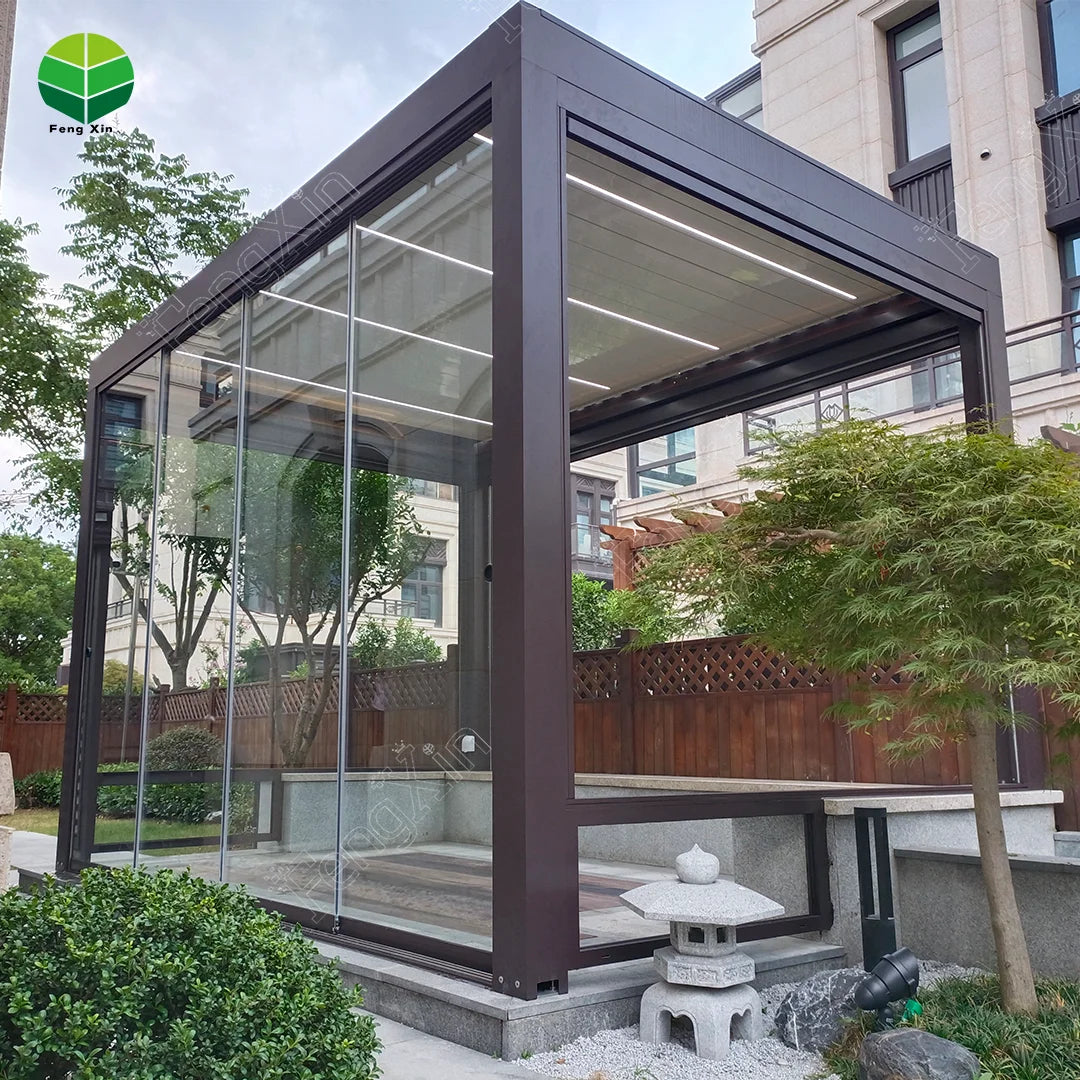 Water Resistance Aluminium Pergola with Louver Roof Powder Coated Frame