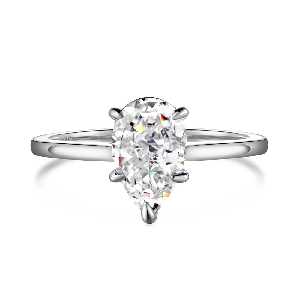 Dylam Minimalist Design 925 Sterling Silver 18K Gold Plated Tear Drop Shape Diamond 5A Cubic Zirconia Wedding Promise Rings