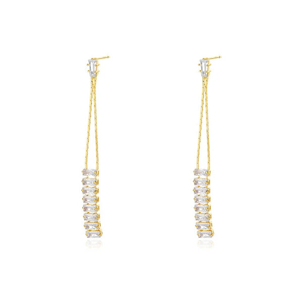 Laodun Women Jewelry Fine S925 Drop Earrings Tassel Classic Personalized Creative CZ Sterling Silver Earrings Vermeil