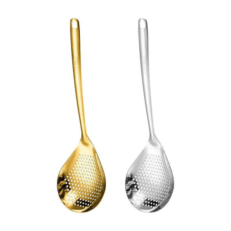304 Stainless Steel Food Grade Large Kitchen Cooking Skimmer Long Handle Slotted Spoon Colander for Filtering Straining Metal