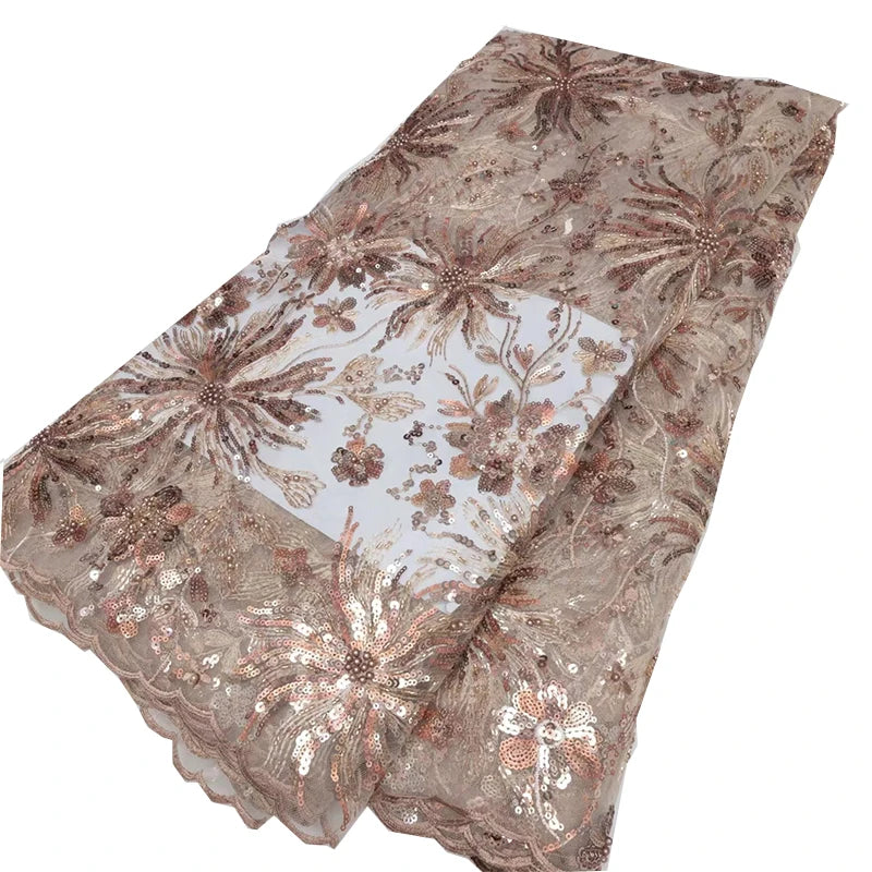 French Fabric Net Tulle Materials Gold Jacquard Brocade Fabric Organza Net Lace