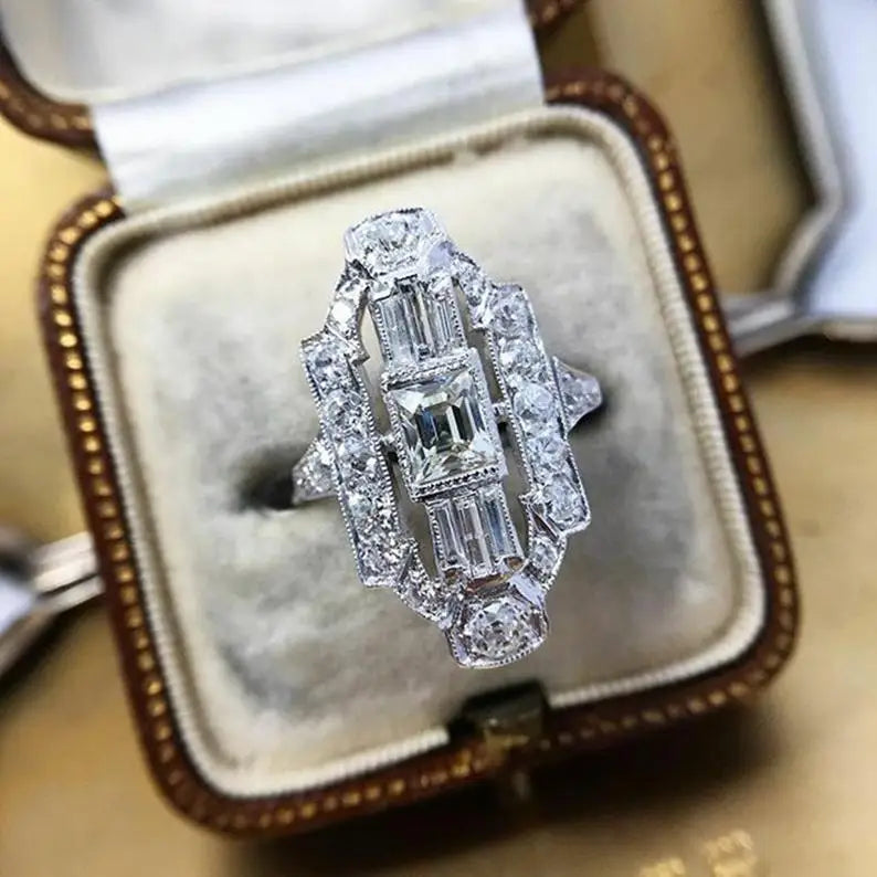 CAOSHI CZ Rings Jewelry Women Cubic Zirconia Stone Rings for Party Holiday Silver Plating Big Vintage Ring Woman