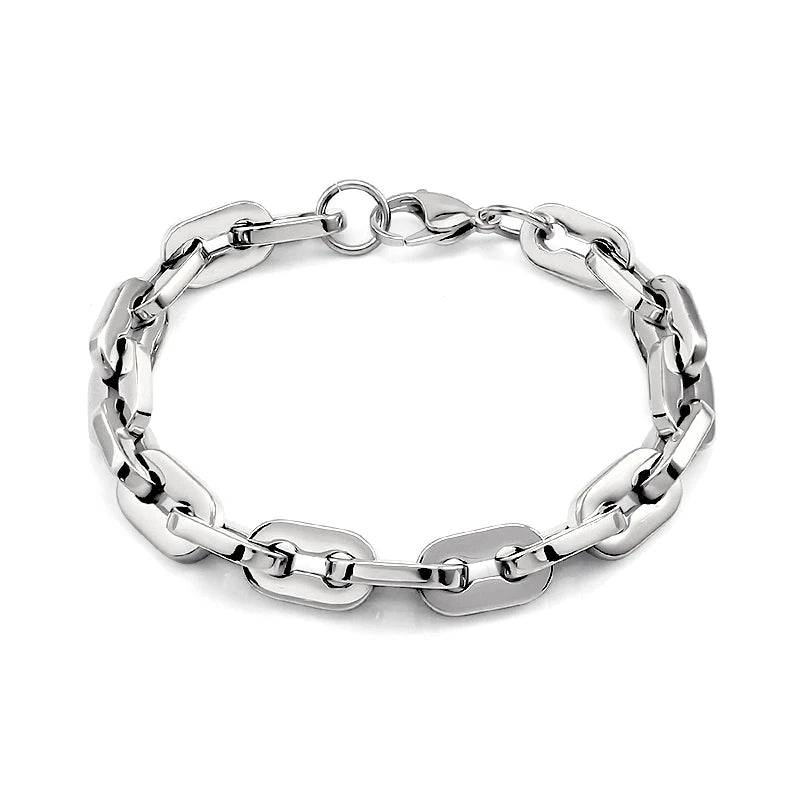 Waterproof Stainless Steel Geometric Link Chain Bracelets for Men Women Exaggerated Thick Chain Wristband Do Customized Length