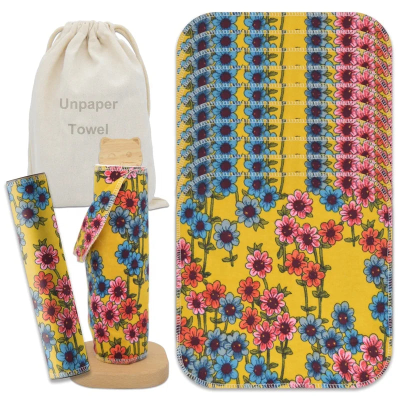 Hot Selling Organic Natural Cotton Bamboo Printed Plain Square Child-Proof Reusable Eco-Friendly Kitchen/Baby Washable Unpaper