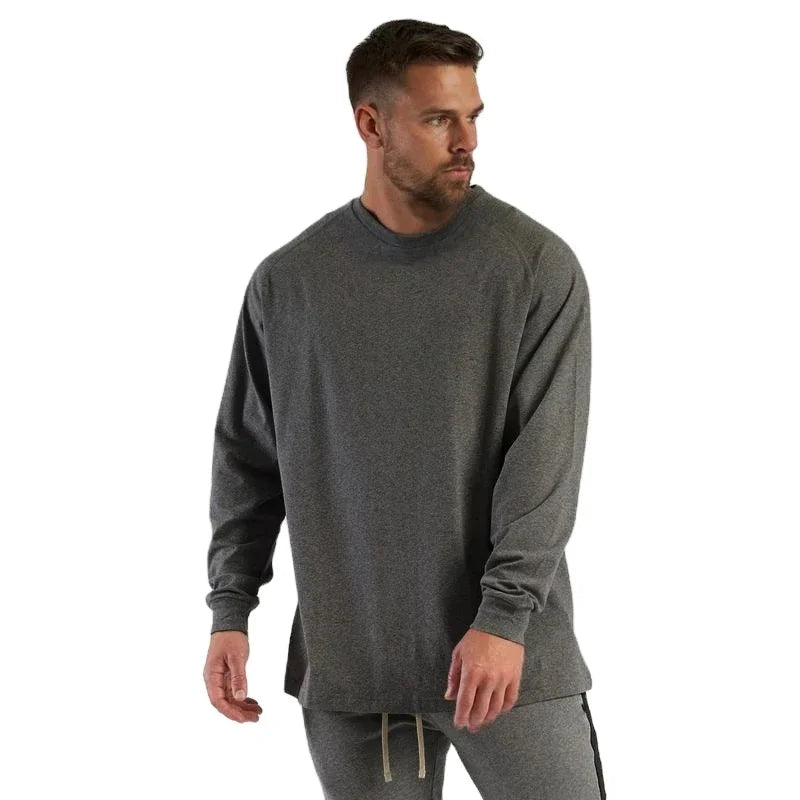 Oversized Loose Long Sleeve T Shirt Mens Fashion Streetwear Hip Hop Fitness T-shirt Spring Brand Gym Clothing Workout Tshirt