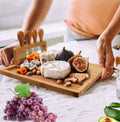 Bamboo Rectangle Cutting Board Set with 4-Piece Cheese Knife Set Combination Package-Unique Christmas Gift