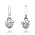 925 sterling silver heart-shaped simple sweet love fashion diamond hoop earrings for women