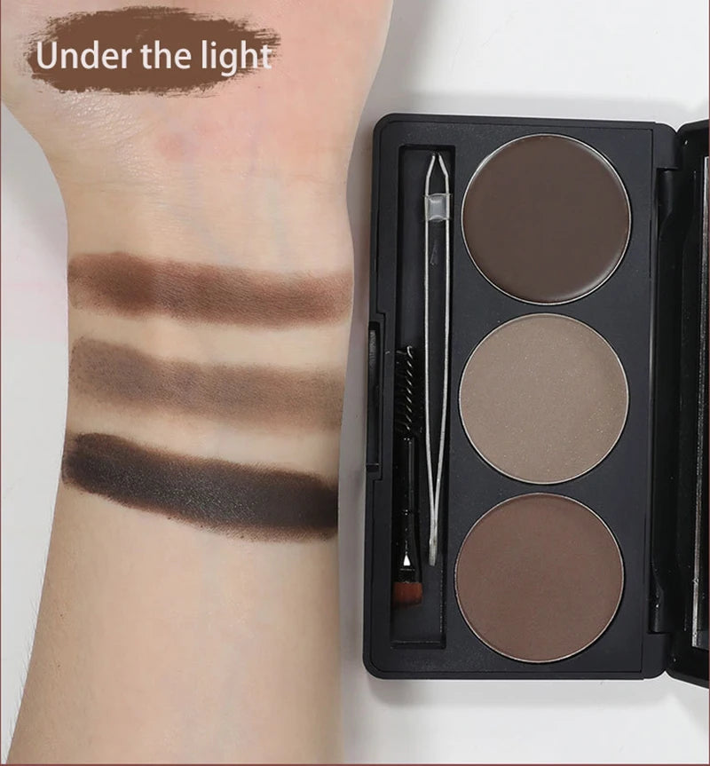 Multifunction 3 Color Pomades and Eyebrow Powder Private Label Brow Makeup Palette Set Eyebrow Card Brush Tweezers