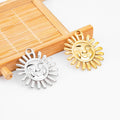 Vintage Retro 18K Gold Dainty Sunflower Pendant Smiling Face Statement Women Jewelry DIY Making Stainless Steel Material Gift