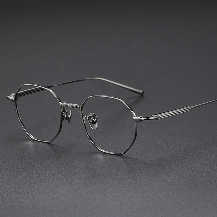 2024 Unisex High Quality Pure Titanium Spectacle Frame Retro Vintage Polygon Optical Glasses Fashion Eyeglasses Frames