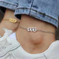 18K Gold Stainless Steel Ankle Bracelet Jewelry Women Tarnish Free 111--999 Lucky Angel Number Anklet