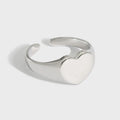 Simple High Polished Heart Shape Design 18k Gold Plated S925 Sterling Silver Open Adjustable Rings for Women