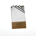 100% White Linen Handmade Hand Rolled Edge Pre-folded Pocket Square Handkerchief-Formal Four Seasons Needle Detection