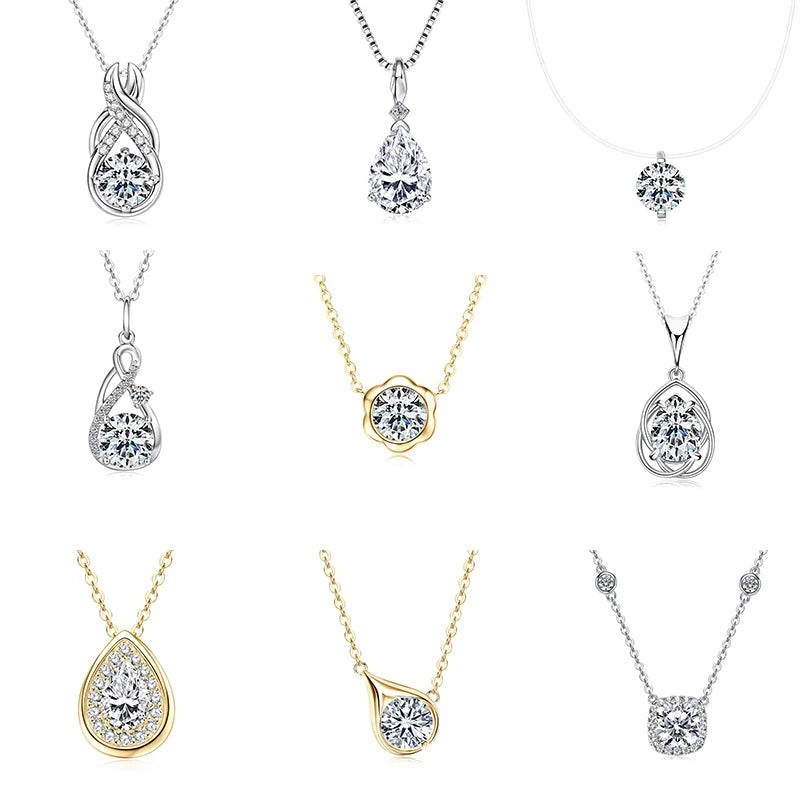 Multi-choice 925 Sterling Silver 8MM 2.0CT D Color Moissanite Trendy Design Pendant Moissanite Necklace for Women