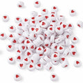 100pcs/bag Fashion Jewelry love Heart Acrylic Flat Round Beads for Craft Jewelry Making