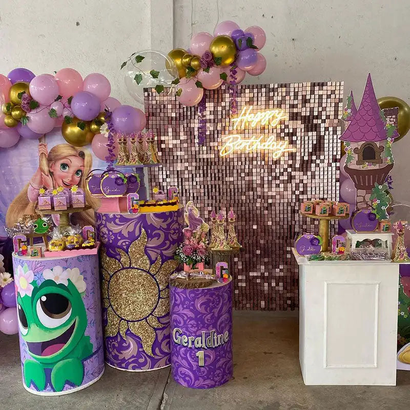 Black Buckle Backboard With Shimmer Sequin Panel Wall Birthday Wedding Decoration Sequin Wall Backdrop With Lights Function