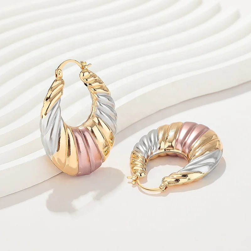 Hengdian Elegant Gold-Plated 18k Brass CZ Zircon Hoop Drop Earrings Wholesale Women'S Fashion Jewelry