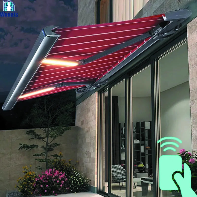 Retractable Awning for Outdoor Motorized Sunscreen Waterproof Fabric