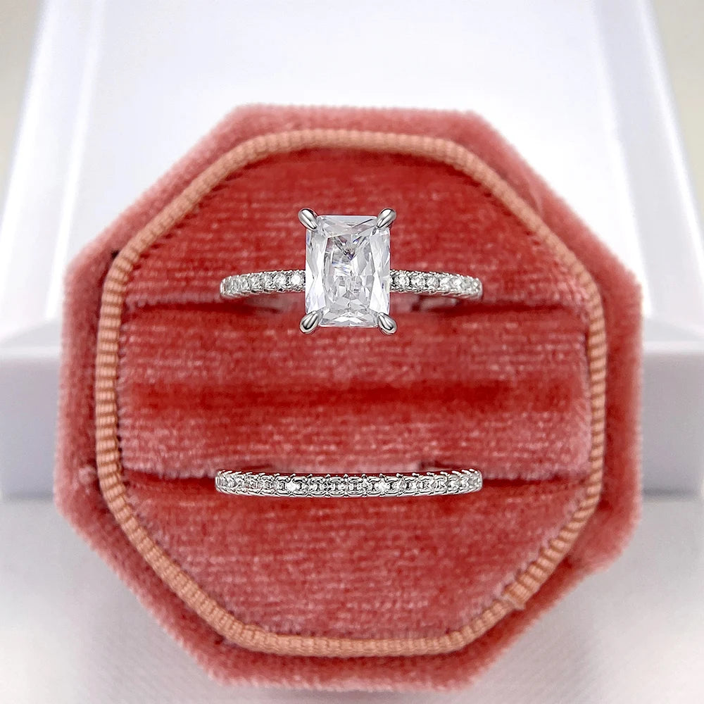 CAOSHI Classical Designs Rings Set Silver Plating Rings Women Inlaid White Cubic Zircon Wedding Rings Set Wedding