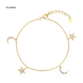 FUAMAY 925 Silver Classic Women's Bracelet with Zircon Star Moon Charm Pendant and Beads for Anniversary Wedding Party Gift
