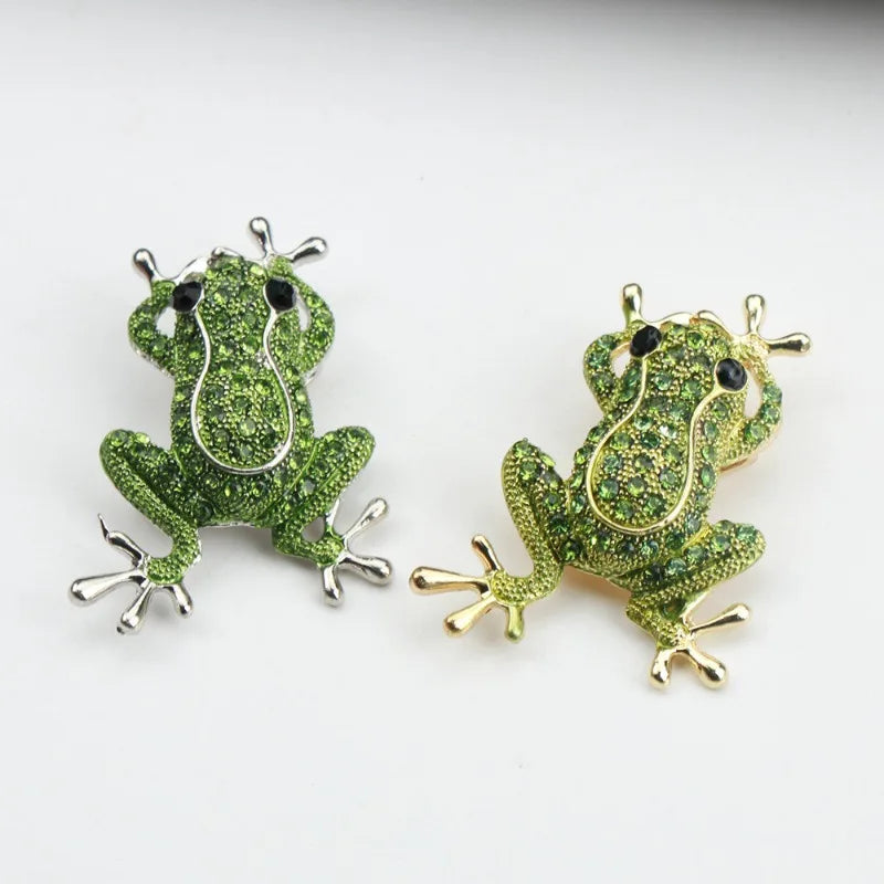 Cute Animal Brooch Men's and Women's Rhinestone Frog Pins Jewelry