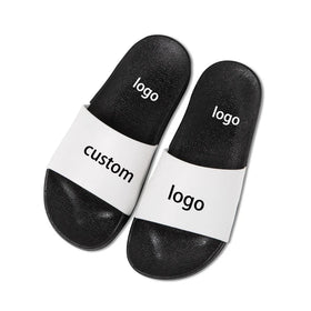 OEM Custom Black Slides Footwear Sandal PVC Custom Logo Slippers Men Plain Blank Slide Waterproof Antiskid Sandal