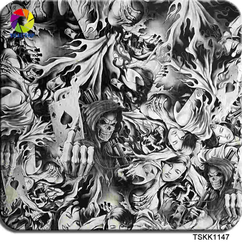 TSAUTOP 0.5/1m Width Hydro Dip Designs Skull Water Transfer Printing Hydro Dipping Prices Film