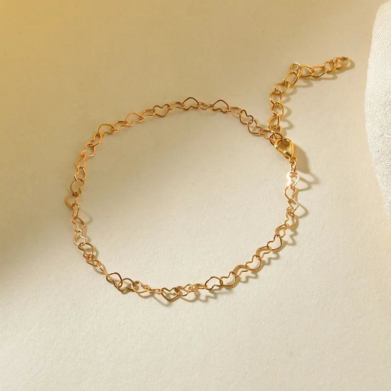 Korea New Stainless Steel Hollow Heart s 18K Gold Plated Stainless Steel Heart Chain s for Women Girl