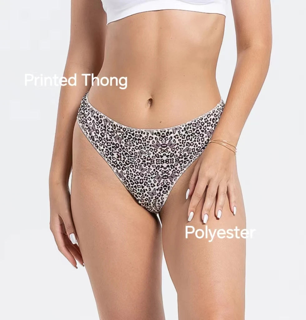 Women Polyester Panties High Elastic Exquisite Sewing Fresh Lovely Floral Butterfly Pattern Printed Underwear