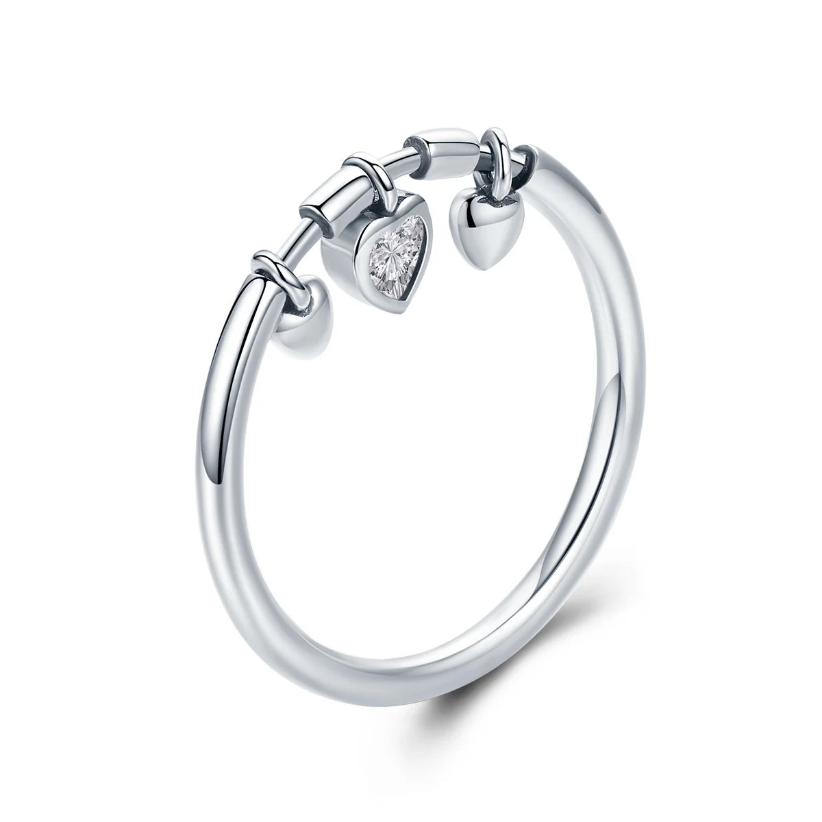 925 Sterling Silver CZ Ring Cubic Zirconia Heart Ring Clear CZ Silver Jewelry Engagement Wedding Band Woman Jewelry SCR215