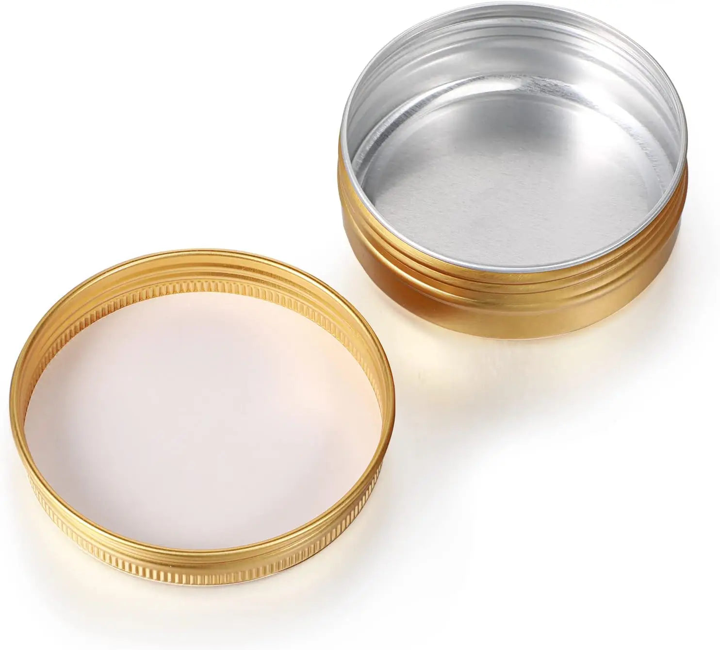 Custom 60ml 2oz  Gold Aluminum Tin Jars Lid Matte Cylinder Shaped Essential Oil Shampoo Lipstick Lotion Containers