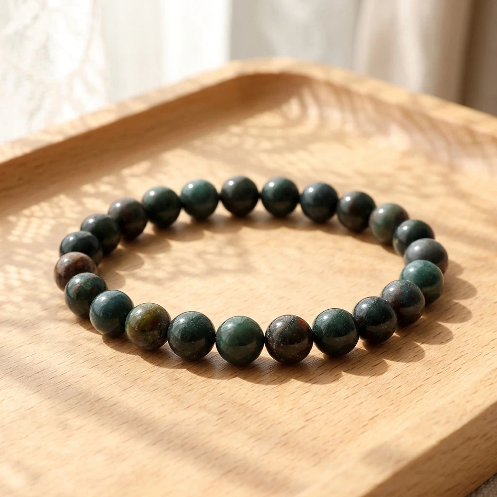 Wholesale 8mm Helitrope Bloodstone Crystal Beads Handmade Gemstone Round Beads Stretch Bracelet