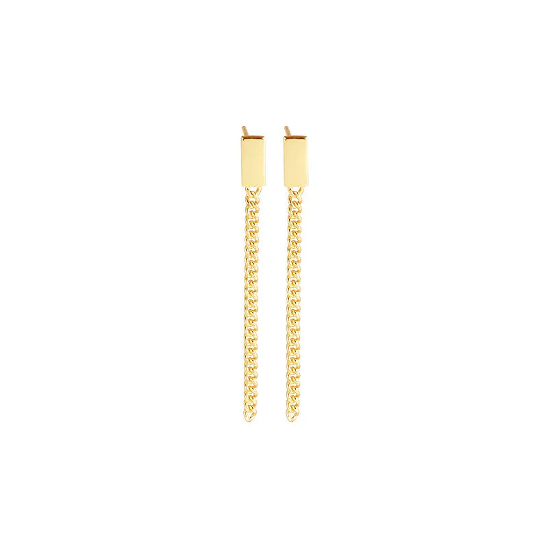 Laodun Fashion Fine Jewelry S925 Stud Earrings Personalized Minimalist Simple Chain Sterling Silver Earrings Vermeil
