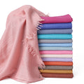 Fashion Solid Color 100*190cm Tudung Bawal Cotton Voile Shawl Wrinkle Muslim Women Scarfs Crimp Tassek Crinkle Hijab Scarves